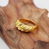 18K Gold Plated Croissant Ring Chunky Braided Twisted Dome Ring