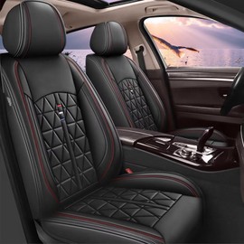 DISUTOGO Front Seat Covers Fit for Dodge Journey 2011-2020: Car Seat Covers Leather Waterproof Automotive Seat Covers Car Seat Cushion (Black,Only Front 2 Seats)