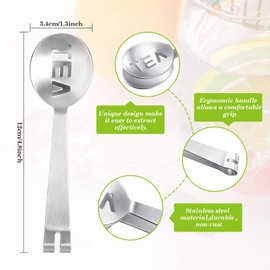 Tea Bag Squeezer Tongs Stainless Steel Spoon for Bags Silver Strainer Clip Tea Squeezer for Loosing Leaf, Gripping Ice Cube, Sugar(4 Pieces)