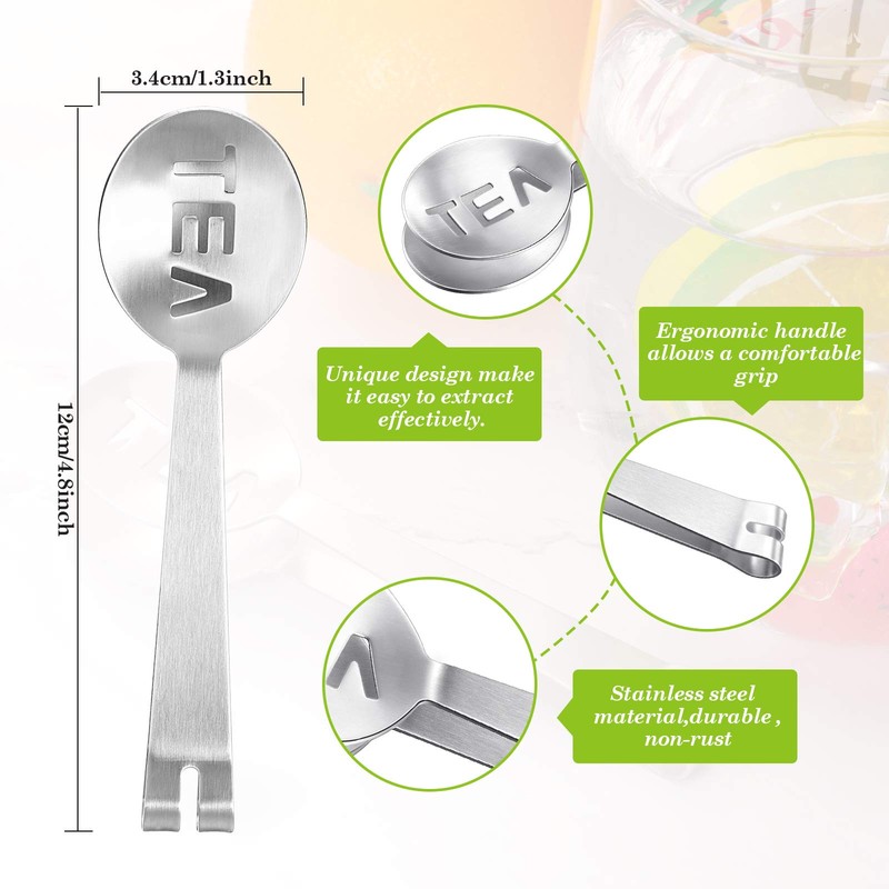 Tea Bag Squeezer Tongs Stainless Steel Spoon for Bags Silver