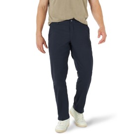 Lee Men's Extreme Motion Flat Front Relaxed Taper Pant, Navy, 40W x 34L