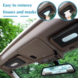 2 Pcs Car Tissue Mask Holder Sun Visor Car Napkin Holder PU Leather Car Tissue Box Hanging Tissue Dispenser for Car Tissue Case Holder for Car Vehicle Backseat Interior Accessories (Black)