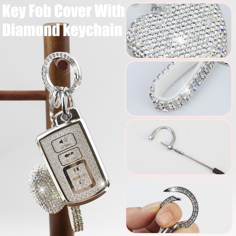 YIKECASE Key Fob Cover with Diamond Keychain Car Key Holder