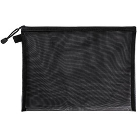 Black Zipper Pouch 1PC A4/A5/A6 Mesh Zipper Book File Folders Document Bag Stationery Pencil Storage Bags Cosmetic Makeup Pouch Office Supplies Office Storage Supplies