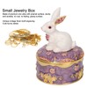 Rabbit Trinket Box Vintage Metal Enamel Antique Floral Engraving Pattern