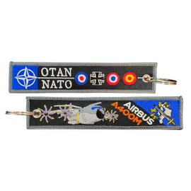 Tacro NATO | NATO A400M Military Keyring Decorative Embroidery Double Sided Design Black and Blue