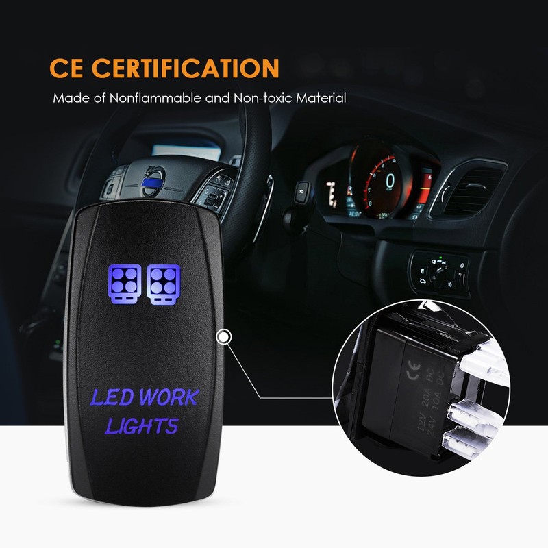 Wiring Harness 2 Lead, Auxbeam 12V 5Pin Rocker Switch with