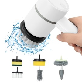 PEIONO Electric Spin Scrubber, Electric Cleaning Brush con 6 Tipos de Cabezales de Cepillado, Rotación 360° para Eliminar Fácilmente Las Manchas la Cocina y el Baño, Adecuado para Limpieza Doméstica