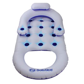 64-Inch Inflatable Solstice Blue and White Lounge Inflatable Swimming Pool Float