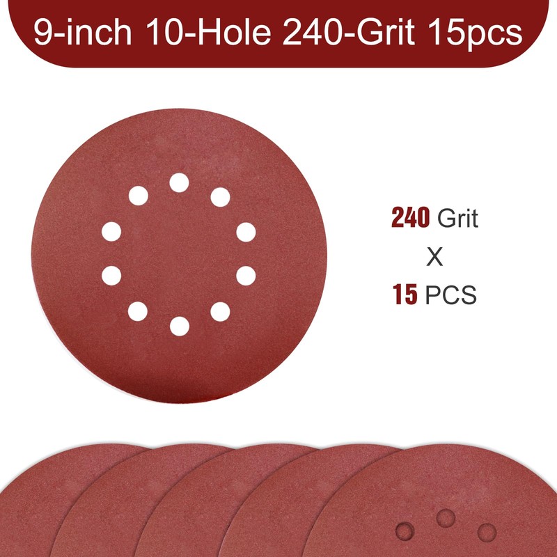 9 Inch 10 Holes Sanding Disc 240 Grit Drywall Sandpaper
