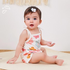 WZTYYDS Toddler Baby Girl Summer Clothes Floral Romper Tie-Up Strap Halter Jumpsuit Infant Summer Sling Playsuit 6M-3T (A-flower romper E, 18-24 Months)