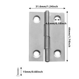 Piutouyar 6Pack Butt Hinge 2 Inch Mini Hinges 304 Stainless Steel Hinges Small Cabinet Hinges Folding Craft Hinges with Mounting Screws for Boxes Gate Drawer