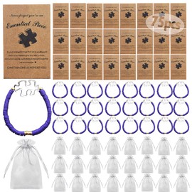 Christmas Gifts for Coworkers, 75pcs Cool Bulk Gifts Team Appreciation Gift for Employees, Friendship Puzzle Piece Bracelets,Thanksgiving Best Team Staff Office Gifts Organize Bags Thank You Cards