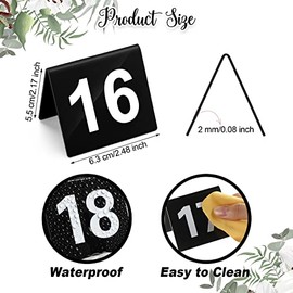Tuanse - Números de mesa 1-25 acrílico de doble cara numerada, tiendas de campaña de plástico para restaurante, boda, números de letreros, para fiestas, banquetes, bodas y recepciones (negro, blanco)