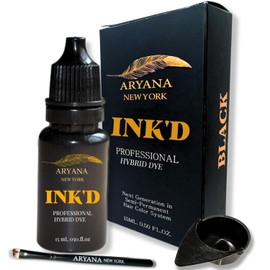 ARYANA NEW YORK INK'D Professional Hybrid Color - Liquid Hair Color For Spot Coloring - Long lasting and Cover Grey Hair (BLACK)