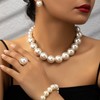 Pearl Necklace and Earrings Set with Bracelet Pearl Stud Earrings