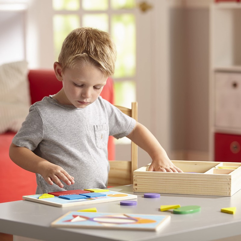 Melissa & Doug Beginner Wooden Pattern Blocks Educational Toy with
