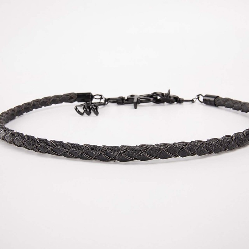 CHROME CRANE WB007 Men's Leather Wallet Chain Stylish Braided Mesh