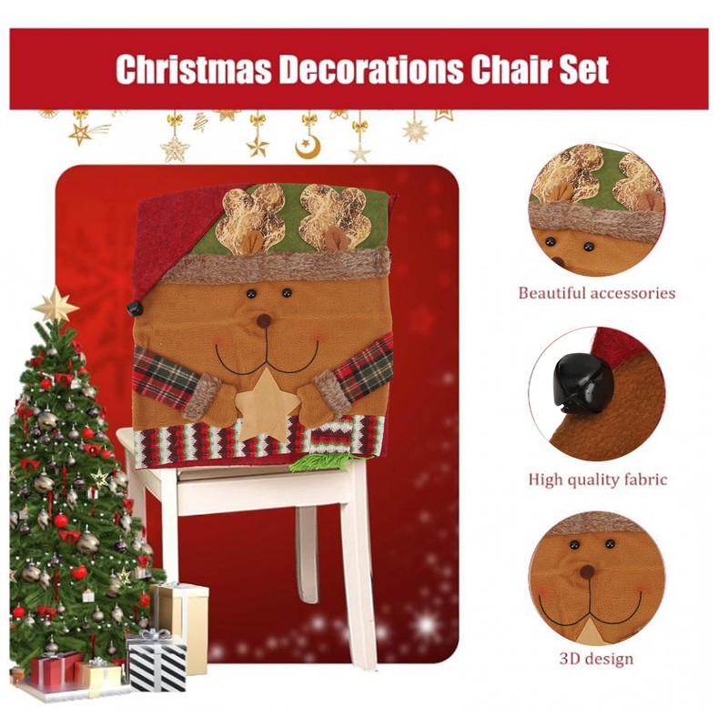 Xmas Dinner Chair Back Covers Easy To Install Soft Anti