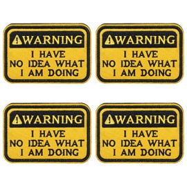 4 Pcs Warning I Have No Idea What I Am Doing Embroidered Morale Patch,Funny Hook and Loop Patch for Tactical Backpacks, Army Vests, Dog Harnesses, Service Animal Vests, Jackets, Jeans, Hats, Helmets