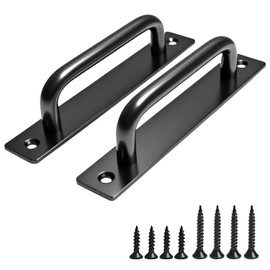 Ptoahqu 2PCS 5.8 Inches Barn Door Handle, Premium Aluminum Alloy Gate Handle, Sturdy Black Sliding Door Pull Handles for Kitchen, Cabinet, Bathroom, Closet, and Easy Install