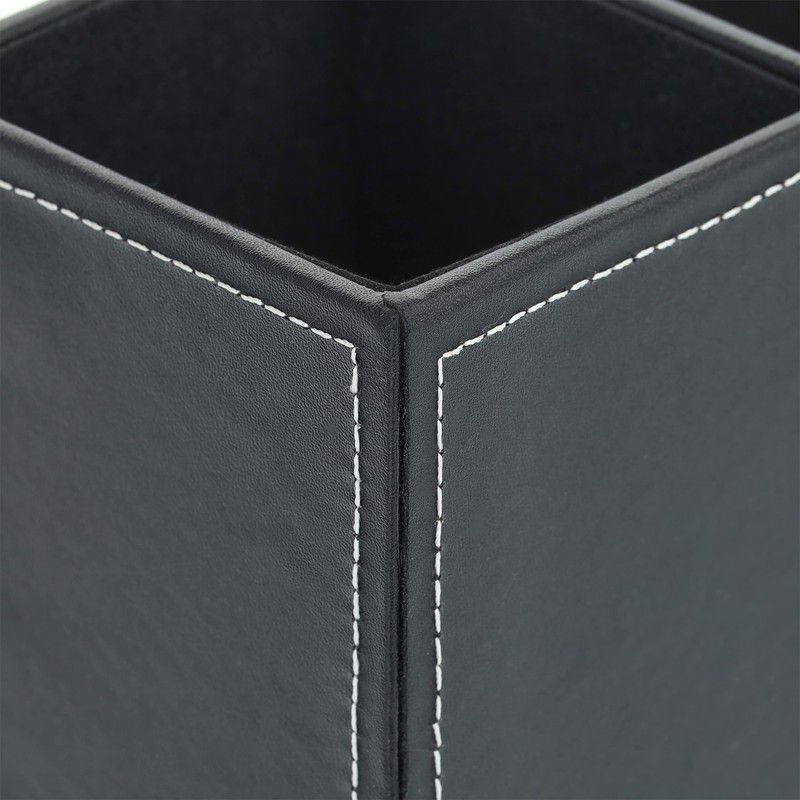 Relaxdays Desk Organiser, Pen Holder with 3 Compartments, Faux Leather,