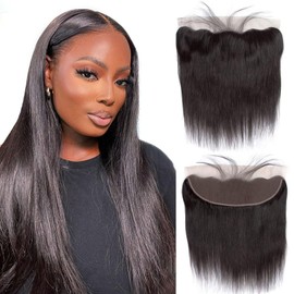 BALORIECA 13x4 Real HD Lace Frontal Only,Pre Plucked Natural Hairline Invisible HD Lace Closure 0.10mm Ultra Thin skinlike Swiss HD Lace Single Knots Closure Human Hair(22 Inch, Straight)