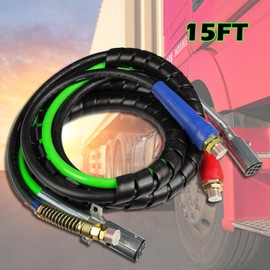 ANLULOAD 15ft 3 in 1 ABS Air Brake Lines 7 Way Air Power Line，Air Line Hose Assemblies，for Semi Truck, Trailer, Tractor