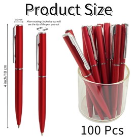 LCPQMZGH 100 Pcs Small Ballpoint Pens, 4 Inch Mini Pens Bulk, for Pocket Notebooks and Notepads, Black Ink (Red)