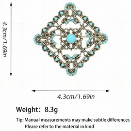 Vancy Utopia Turquoise West Cowboy Square Shape Brooch Pin for Women Retro Brooches Pins Classic Fashion Jewelry Accessories Gift