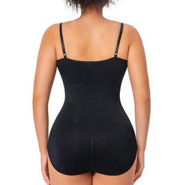 GOLD CARP Women Shaping Bodysuit Tummy Control Shapewear Adjustable Straps Body Shaper Leotard Sculpting Seamless Jumpsuit Black-wrap hip M