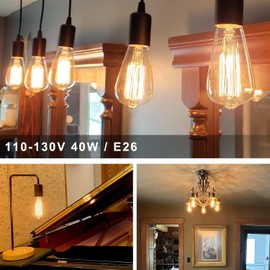 NICLY 6Pcs Bombillas Edison Regulables E26 40W Luz Cálida Ámbar Tinte Bombillas Retro Dimmable Decorativas para Lámparas de Pie Lámpara de Techo Lámpara de Escritorio Bar Cafetería Restaurante