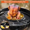 Onlyfire Universal Cast Iron Chicken Roaster, Pre-Seasoned Poultry Roaster Beer