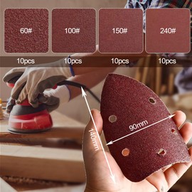 40 Pcs Sander Pads - Assorted 5 Hole Sandpaper for Detail Sanding & Polishing - 60/100/150/240 Grits