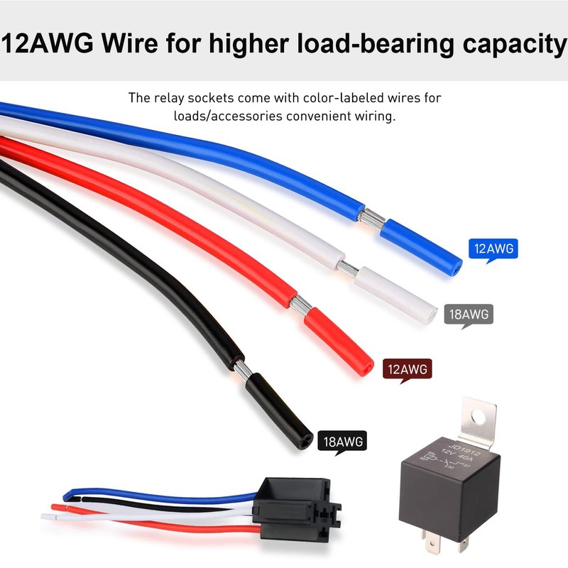 Kiligen 5pcs JD1912 4 Pole Relay Car DC12V 40A 12AWG