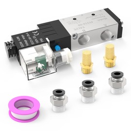 EterMutable 4V210-08 5-Way/2-Position Electric Solenoid Valve 1/4"NPT – Pilot-Operated DC24V, Aluminum Body with Lampshade Junction Box