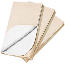 Platinum Care Pads Reusable Bed Underpad - Machine Washable & Dryable, Waterproof, Extra-Absorbent, Personal Care & Hospital Rated Under Pad (3 Pack) (Beige, 29X35)