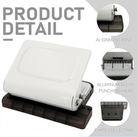 10-Hole Binding Machine for Planner (White) - Manual Punch with 10 Multi-Color Binding Spines - Punches 26 Holes on B5, 30 Holes on A4, 20 Holes on A5 Paper