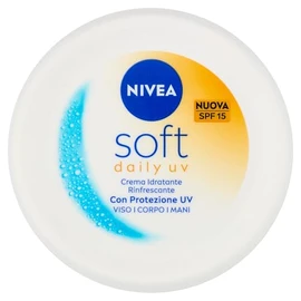 NIVEA Soft Daily UV SPF15 100 ml Feuchtigkeitscreme für Körper, Gesicht und Hände für 48 Stunden frische Feuchtigkeit, Allzweckcreme mit Vitamin E, Jojobaöl und Sonnenschutz LSF 15 UVA + UVB
