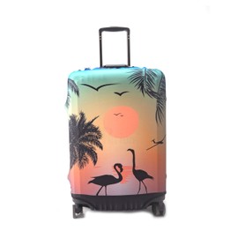 Periea Luggage Covers for Suitcases – Suitcase Cover – Premium Elasticated Material – Small, Medium, Large or Extra Large (Small, Sunset Flamingos)