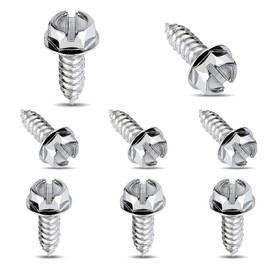 Sumjig 8 PCS Car License Plate Frame Mounting Screw Kit, 304 Stainless Steel Cross-Slotted Shock-Proof Rust-Proof Self-Tapping Screws, Modification Replacement Parts, for Most Car Models (Silver)