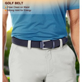 Stretch Belt Men,KEMISANT Men Woven Elastic Braided Belt 1 3/8 for Golf Casual Pants,Multicolors(Mazarine,32"-36"Waist Adjustable)