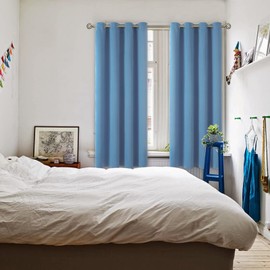 BGment Blackout Curtains for Bedroom - Grommet Thermal Insulated Room Darkening Curtains for Living Room, Set of 2 Panels (52 x 63 Inch, Faded Denim)