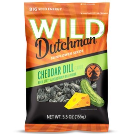 Wild Dutchman Roasted Sunflower Seeds in a Resealable Bag for Ultimate Freshness and an Easy Pour Snack, Cheddar Dill, 5.5 oz (Pack of 12)