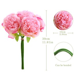 ucky 10 Packs Peonies Artificial Flowers Artificial Peonies Fake Peonies Artificial Flowers Peonies Bouquet for Centerpiece Table Wedding Party Home Decor (Dark Pink)