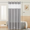Ringless Shower Curtain with Sheer Mesh Top Window,Extra Long 96