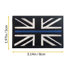 J.CARP 2Pcs British Union Jack Patch Tactical United Kingdom Flag Patches Hook and Loop Applique for Military Uniform Tactical Bag Jacket Jeans Hat, Thin Blue Line