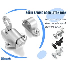 Litensh Self-Closing Latch, Spring Door Lock Latch，Resilient Bolt Latch, Spring Bolt Latch, Safety Automatic Spring Barrel Slide Door Lock with Screws for Gate Window Cabinet Shed Doors (4, Silver)