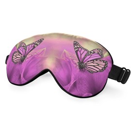 NOHSHE Purple Butterfly Sleep Eye Mask Eye Cover Showy Purple Flowers Silk Eye Mask for Sleeping with Adjustable Strap for Travel Nap Shift Work Office