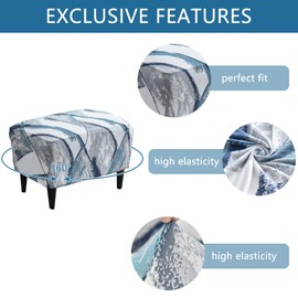 Eco-Ancheng Stretch Ottoman Cover Rectangular Storage Ottoman Slipcover Footrest Stool Covers Ottoman Slipcovers for Foot Stool with Nonslip Elastic Bottom